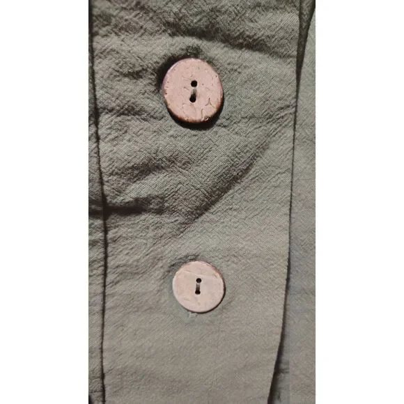 Hesperus Olive Green Button-Front Paperbag Mini Skirt Large - Picture 5 of 5